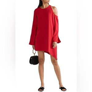 NWT IRO Awati asymmetric cutout crepe mini dress red FLAW Size 38